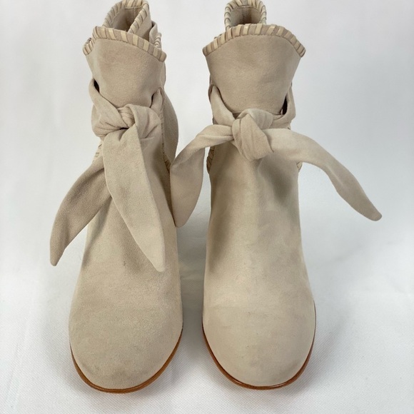 Rachel Zoe Kate Slip On Suede Booties Whip Stitch Detail Block Heel Size 8 - Picture 3 of 11